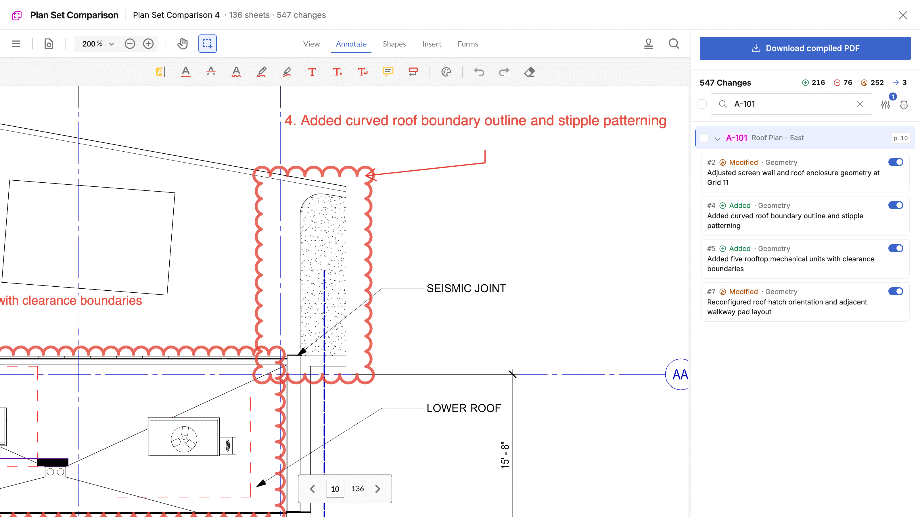Annotated plan comparisons