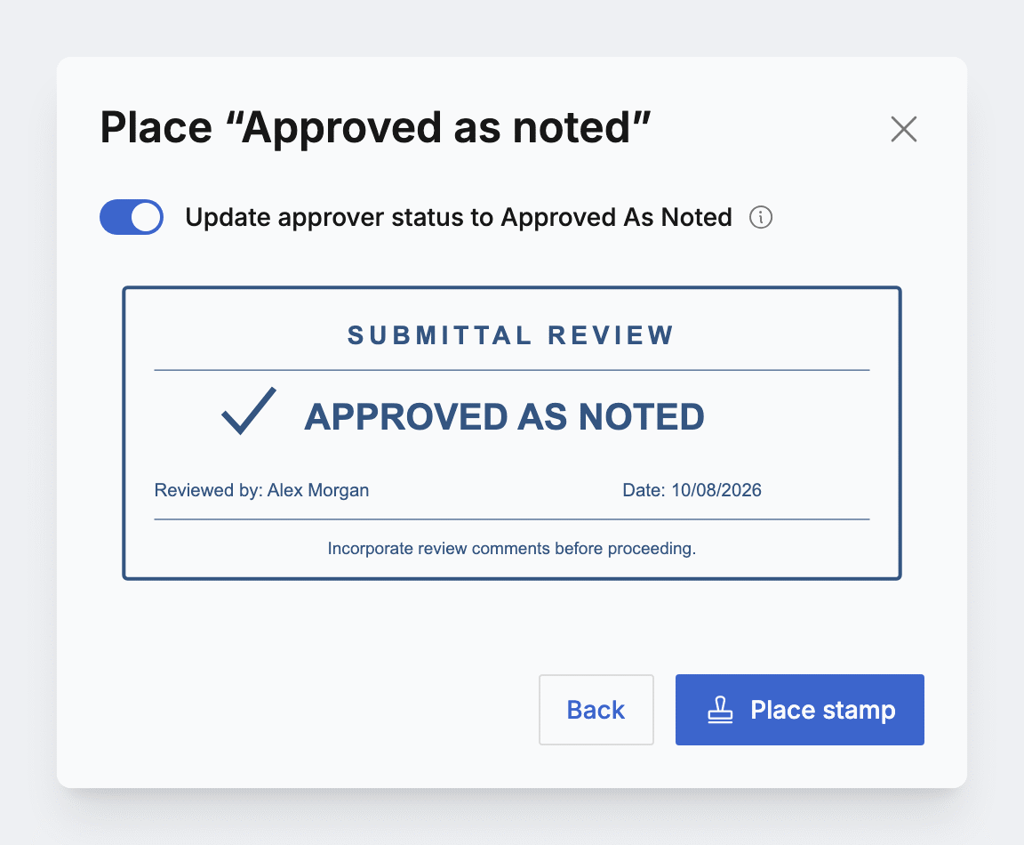 Review responses from stamps