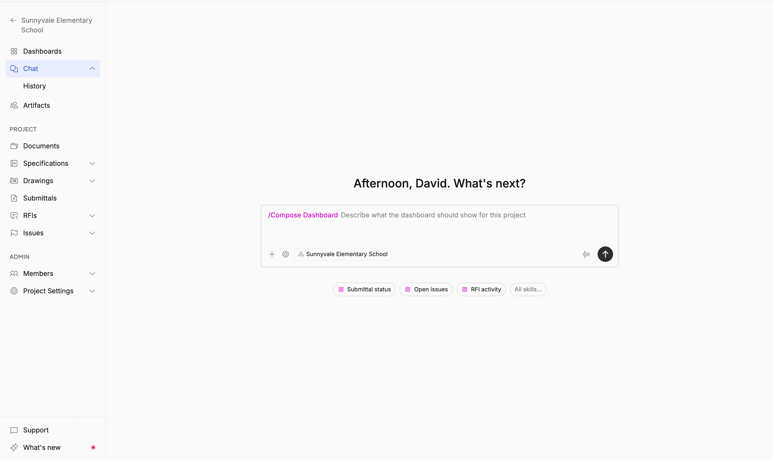 The New dashboard form, where you describe the dashboard you want the agent to build